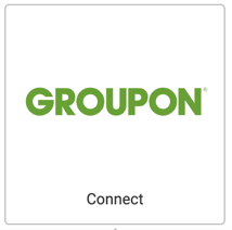 Bild: Groupon-Logo. Schaltfläche mit der Aufschrift „Verbinden“
