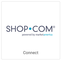 Shop dot com logo on square tile button that reads, "Connect".