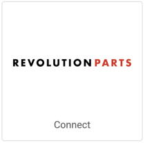 RevolutionParts-Logo auf der quadratischen Schaltfläche mit der Aufschrift „Verbinden“.