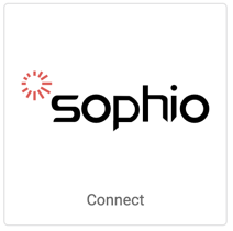 Sophio logo on square tile button that reads, "Connect".