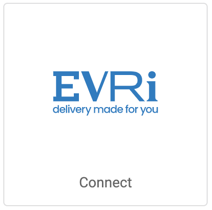 Evri-Logo, blaue Buchstaben, weißer Hintergrund. Schaltfläche mit der Aufschrift „Verbinden“
