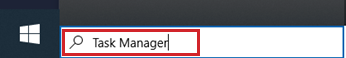 Der Text „Task-Manager“ in der Suchleiste des Windows-Desktops eingeben.