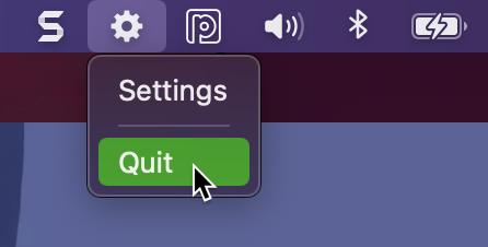 ShipStation Connect settings menu opened from Mac menu bar. Quit option selected.