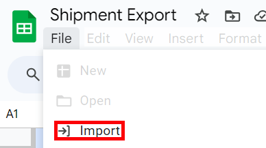 Öffnen Sie in Google Tabellen Datei > Importieren