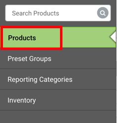 V3 Product sidebar with Products option highlighted.