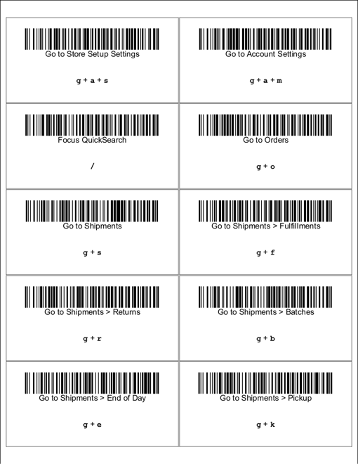 Barcodes for navigating ShipStation.