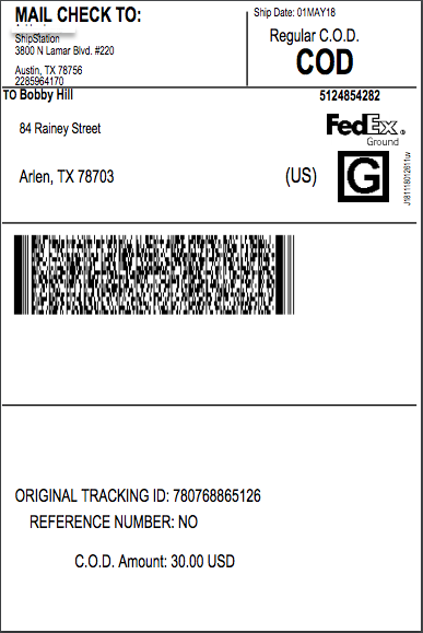 Beispiel für Cash-on-Delivery-Etikett