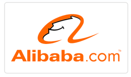 Alibaba-Logo auf quadratischer Kachelschaltfläche