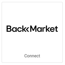 Back Market Logo. Schaltfläche mit der Aufschrift „Verbinden“