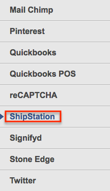 Das CoreCommerce-Apps-Menü ist geöffnet und die ShipStation-Option ist hervorgehoben.