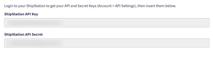 Bild: GeekSeller-Felder zur Eingabe von ShipStation API-Schlüssel und API-Geheimschlüssel