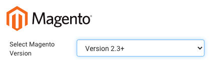 Menü zur Auswahl der Magento-Version auf Version 2.3+ eingestellt.