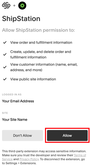 Squarespace Allow Permissions annotated