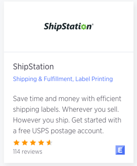 ShipStation App tile in BigCommerce app store.