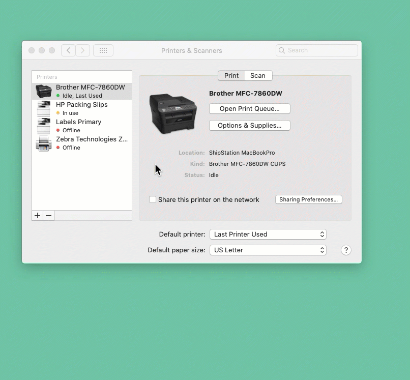 Mac Drucker und Scanner. Öffnen Sie das Fenster „Drucker hinzufügen“, wählen Sie den Drucker aus dem Menü Verwenden aus, und klicken Sie dann auf die Schaltfläche Hinzufügen.