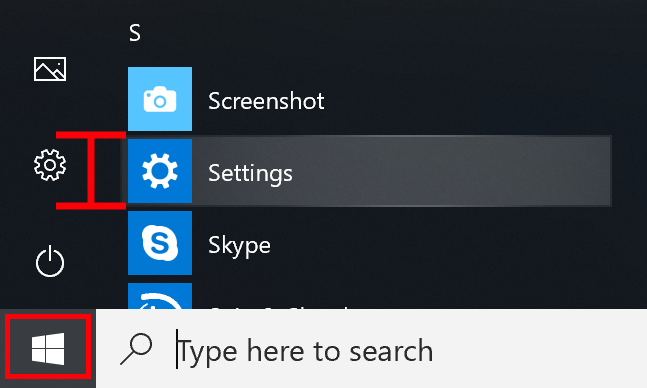 Windows-Startmenü unten links auf dem Desktop geöffnet, mit hervorgehobener Menüoption Einstellungen.